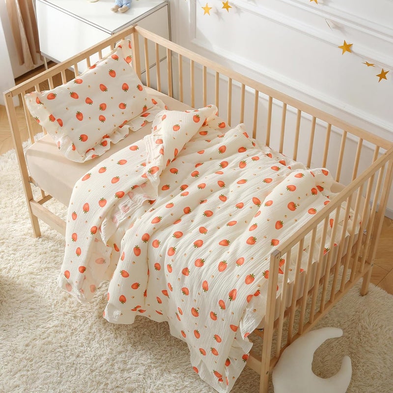 CLoucl 100% Cotton Muslin Crib Comforter/Quilt,Ultra Soft Cozy Reversible Baby Blanket,All Season Toddler Blankets for Boys and Girls, Machine Washable,41"x48" - Image 2